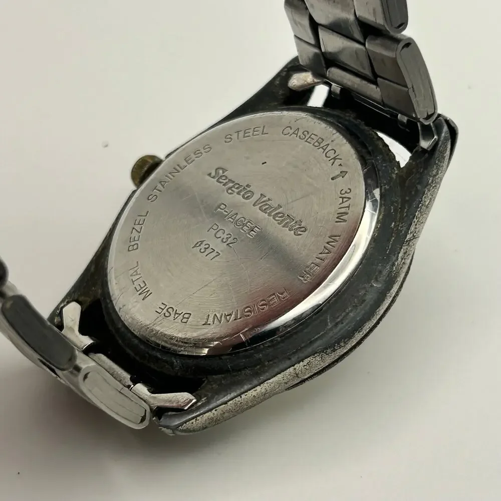 Sergio Valente Silver-tone Stainless Steel with Day Display Watch New Battery